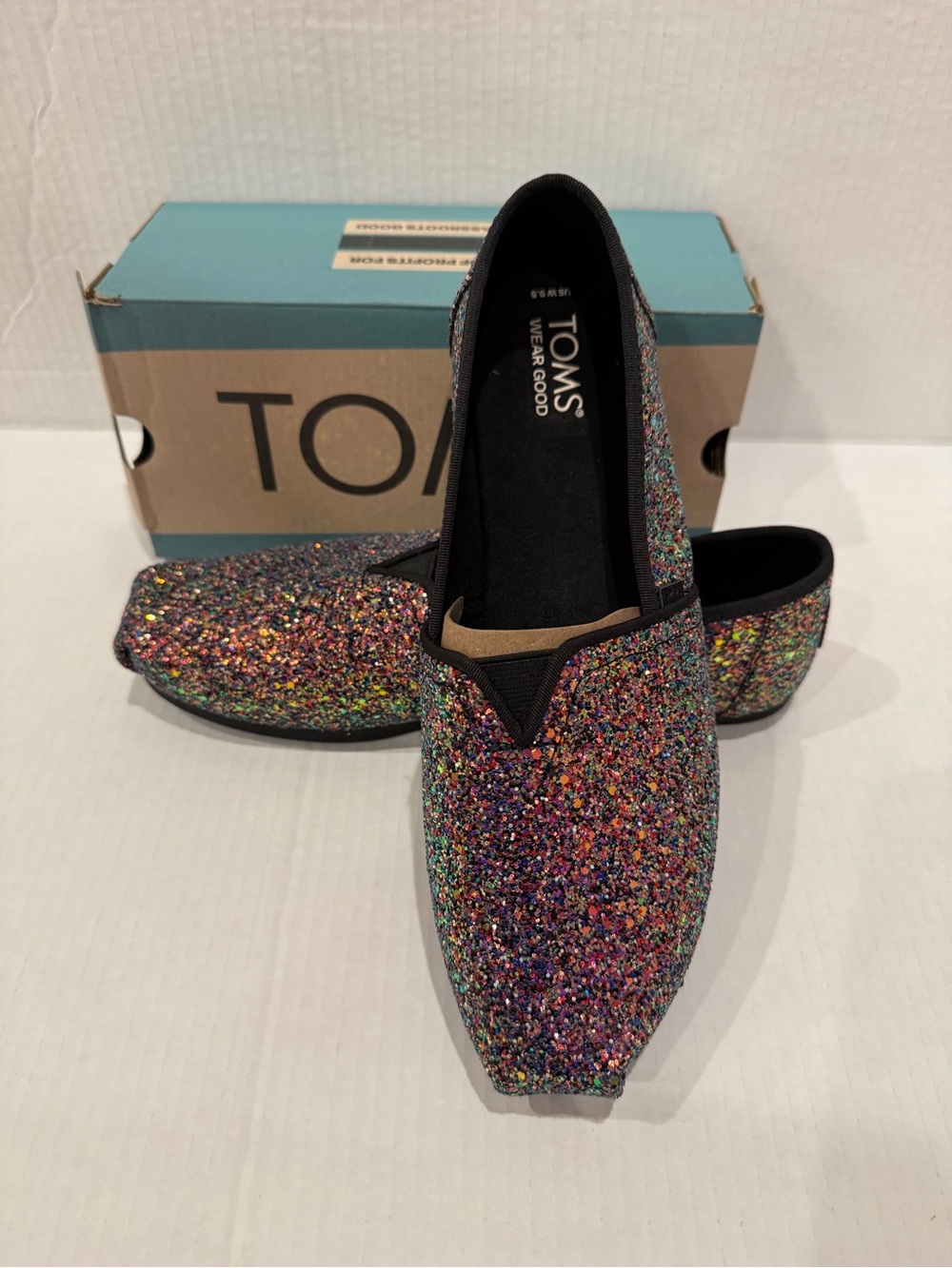 TOMS Women's Multicolor Glitter Slip-On Moccasins